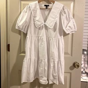 Aqua tiered poplin mini dress